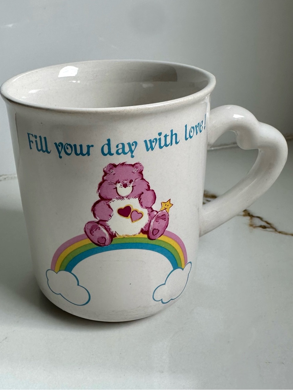 Vintage 1983 Care Bears Love-a-Lot Bear Mug American Greetings Heart Handle